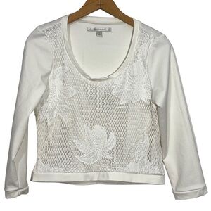 Lauren Conrad Cropped Floral Fishnet Top